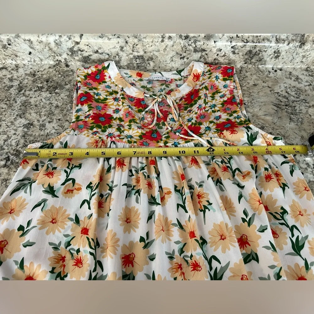 Staccato Bohemian Babydoll Style Floral Sleeveless Keyhole Blouse Size M - Picture 9 of 11